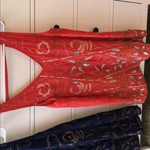 free people beaded coral shift tunic dress